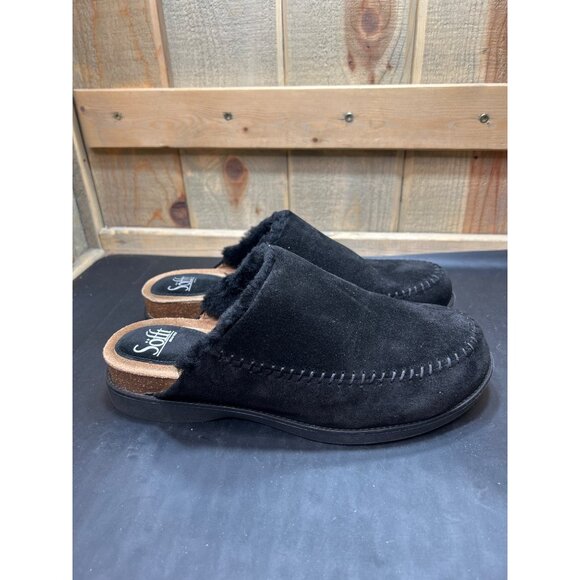 Söfft Womens Black Suede Slip-On Clog 'Bellflower' Slipper Size 10 NWOB - Picture 1 of 9